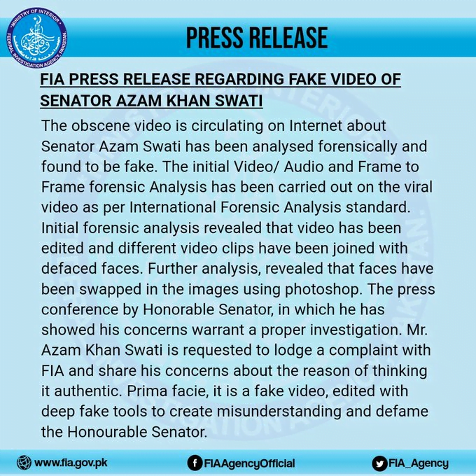 Azam swati leaked video fia press release