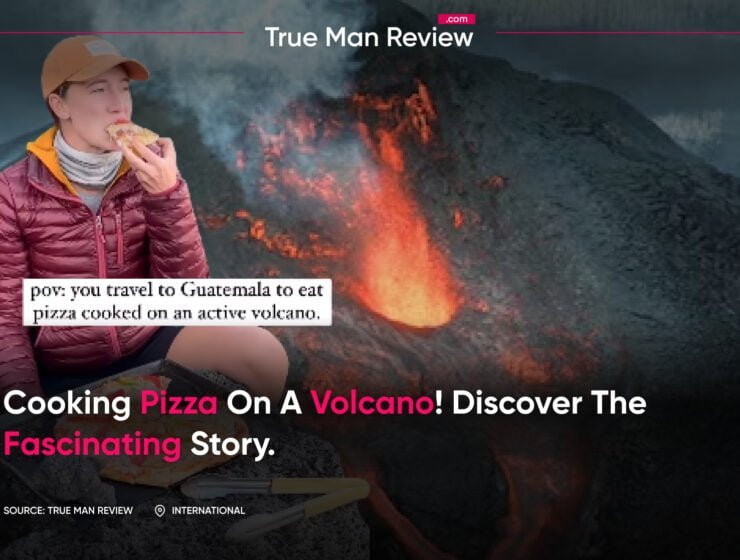 Woman cooks pizza on volcanic mountain, guatemalan adventure, volcano cooking
