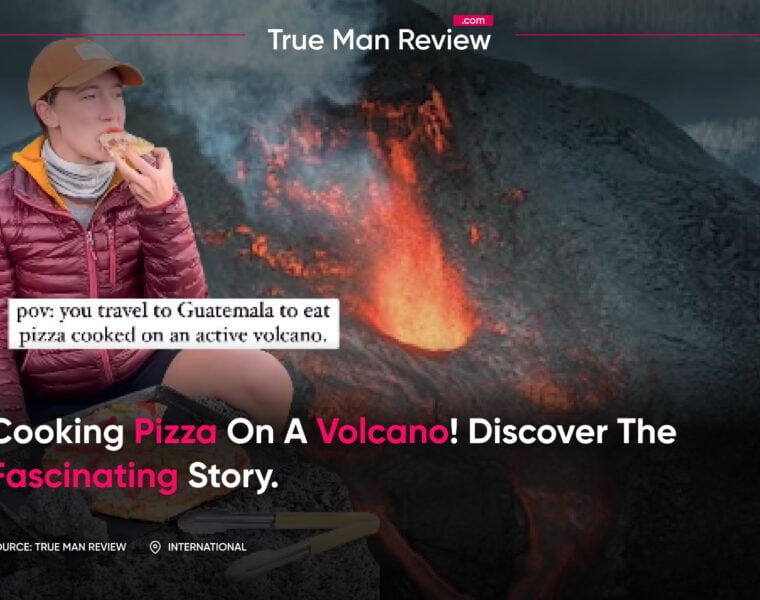 Woman cooks pizza on volcanic mountain, guatemalan adventure, volcano cooking