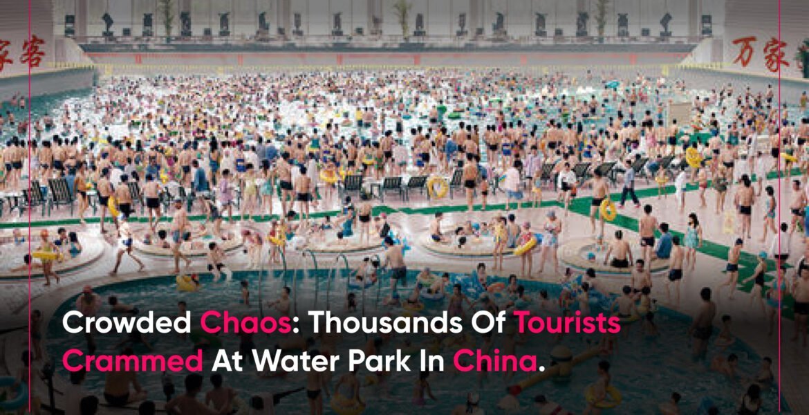 Crowded water park, tourist overcrowding, safety measures, public health, social responsibility